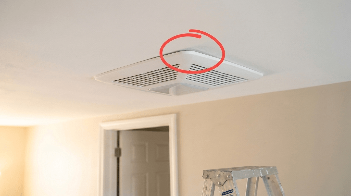 Sealed bath exhaust fan ceiling penetration