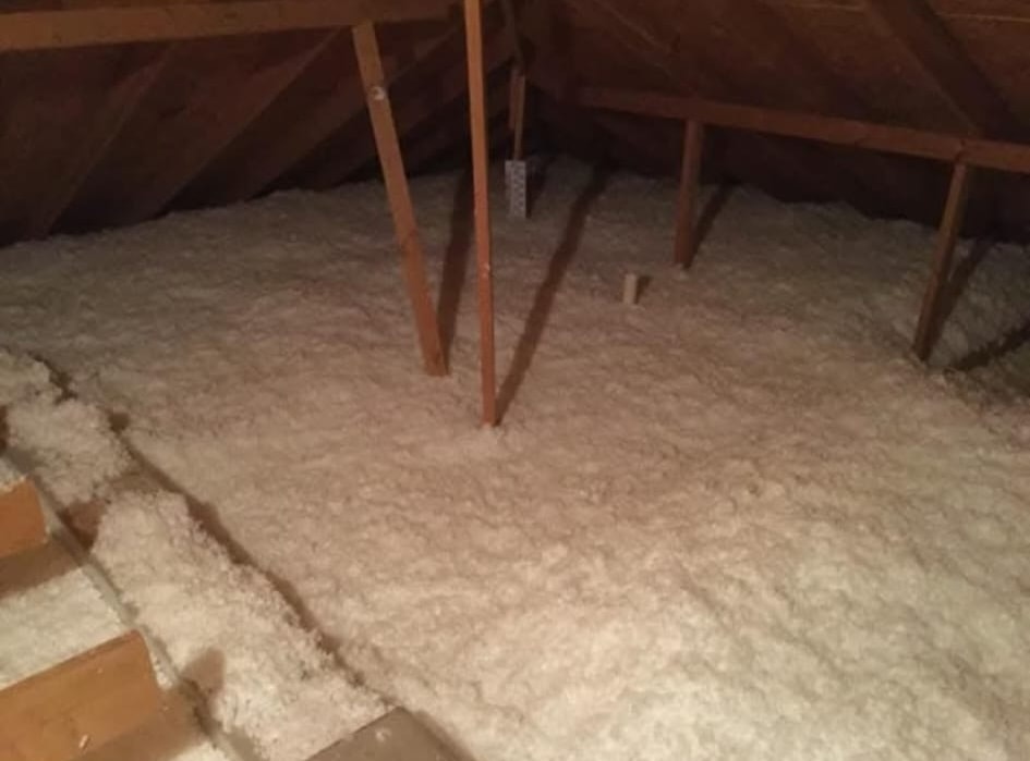 Wide view of a SouTex attic insulation install