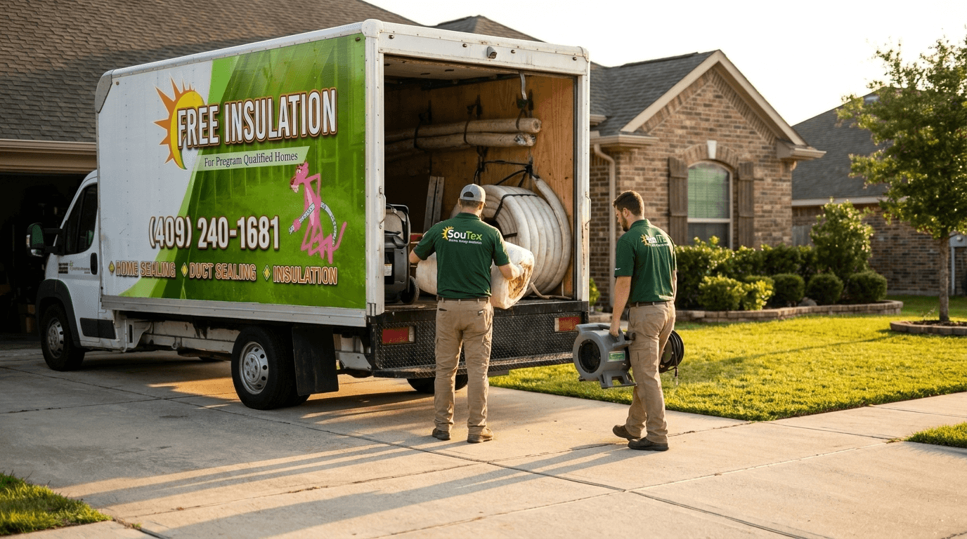 SouTex Energy Solutions crew unloading equipment at a home